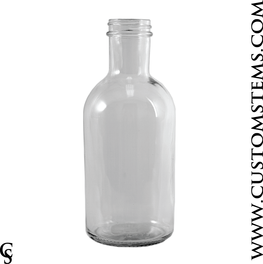 16 oz Clear Glass Stout Bottles w/ White Metal Caps
